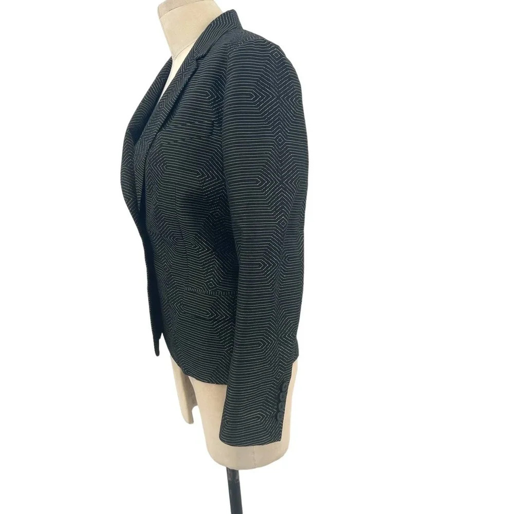 Dries Van Noten Black Geometric Print Woven Blazer Jacket Size 38 US 6 - Picture 6 of 12